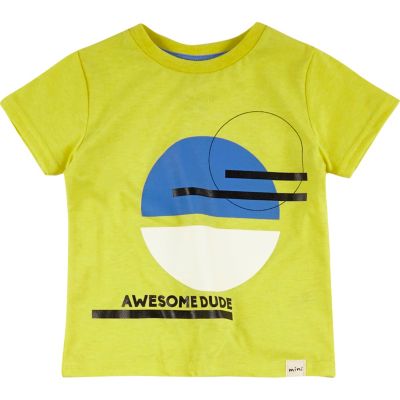Mini boys yellow dude print t-shirt